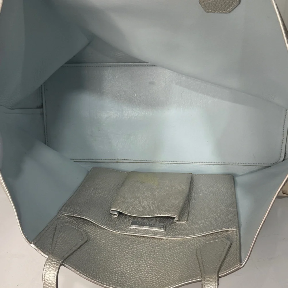 Tory Burch Metallic Silver Leather Tote – Includes Dust Bag